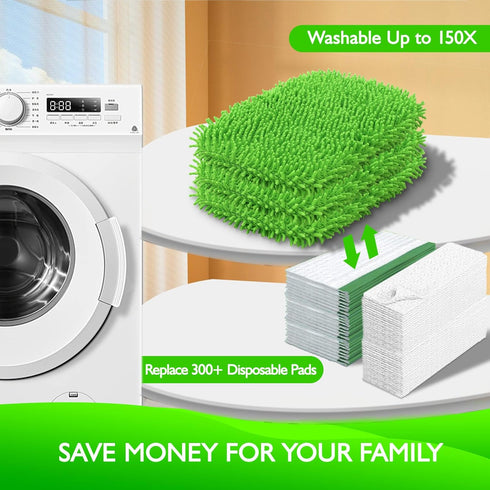 Reusable Microfiber Mop Pads Compatible with Swiffer Sweeper, 8 Pack Dry Sweeping & Wet Mopping Cloths