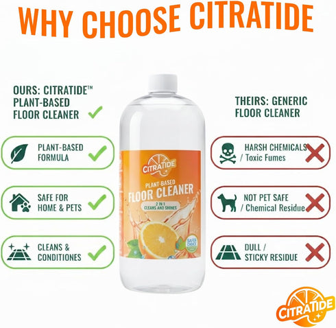 Hardwood Floor Cleaner and Polish Restorer Heavy Duty Plant-Based Cleaning & Conditioning Citrus Formula for Tile