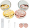 2 Pack Marble Contact Lens Case, All-in-One Travel Contact Container Soak Storage Kit (Rose Gold + Gold)