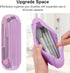 Travel Makeup Brush Holder - Silicon Portable Cosmetic Face Brushes Organizer with Built-in Cleaner (Purple)