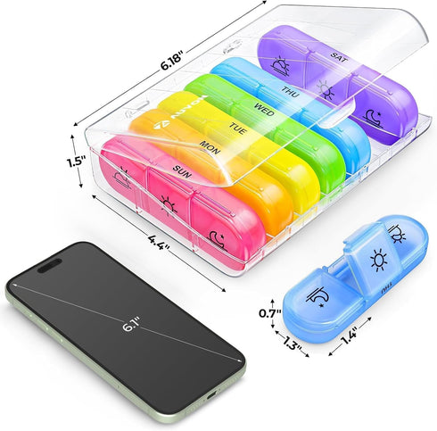 HFLYJPYW 3 7 Pill Organizer Times a Day, Weekly Pill Box Day, Daily Medicine Organizer Case to Hold Vitamins