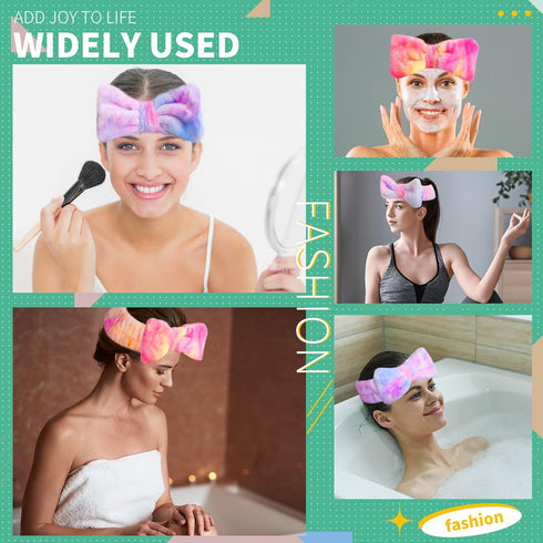 WSYUB Spa Headband, Makeup Bow Headband for Washing Face, Fuzzy Skincare Headbands for Teen Girls, Hair Bands for Women