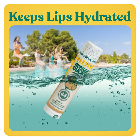 Rubber Ducky Lip Balm with SPF 44, Water Resistant Sunscreen Lip Balm, Vegan, Vanilla Flavor, Broad Spectrum Sunscreen