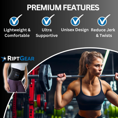 RiptGear Back Brace for Lower Back Pain Relief, Breathable Support for Men and Women, Black, XL (Waist: 36"-39")