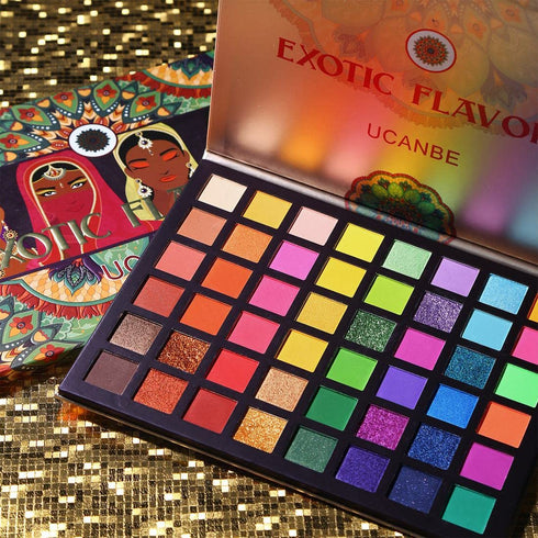 UCANBE EXOTIC FLAVORS Neon Eyeshadow Makeup Palette - 48 Colorful High Pigmented Rainbow Matte Shimmer Glitter Eye