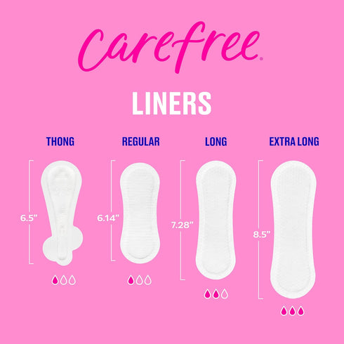 Carefree Acti-Fresh Extra Long Unscented Body Shape Pantiliners - 93 Count, Packaging May Vary