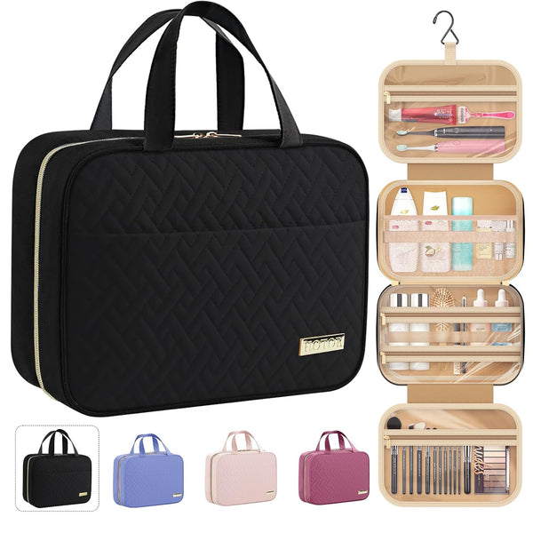 HOTOR Travel Toiletry Bag - Spacious Hanging Hook Makeup Bag for Women & Men - Waterproof Travel Essentials, Medium