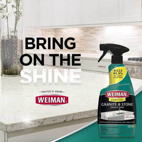 Weiman Disinfectant Granite Cleaner and Polish - Safely Clean and Shine Granite, Marble, and Quartz Countertops