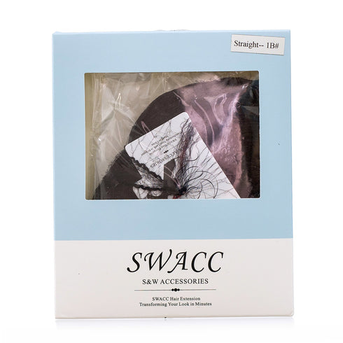 SWACC Women Clip in Hair Extensions – Long Straight/Curly Wavy Ponytail Synthetic Hair Piece (1B#-Off Black)