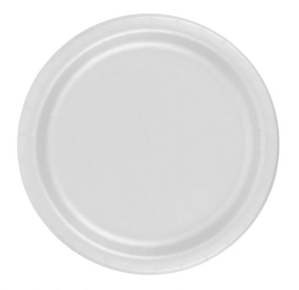 Party Favors Plus 24 Plates 9" Paper Dinner Lunch Plates Wax Coated - White