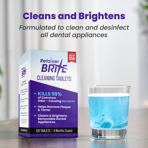 Retainer Brite Retainer Cleaner Tablets, 120 Tablets for Invisalign, Mouth Guard, Ultrasonic Cleaners