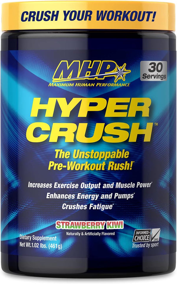 Maximum Human Performance Hyper Crush Pre Workout Powder | Increases Energy, Muscle Pumps, Strawberry Kiwi (30 Servings)