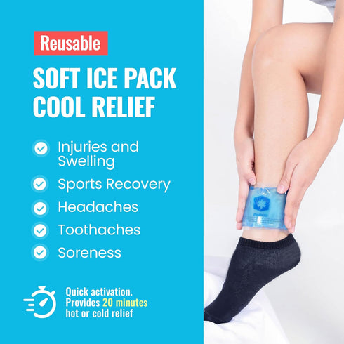 ICEWRAPS Hot & Cold Ice Packs - 3 x 5 in. Soft Gel Packs – Reusable for Injuries, Headaches, Joints, Fevers, & More (6