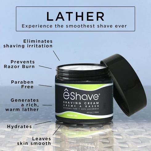 Shaving Cream for Men, Verbena Lime, Prevents Shaving Irritation, Rich Lather for Smoothest Shave