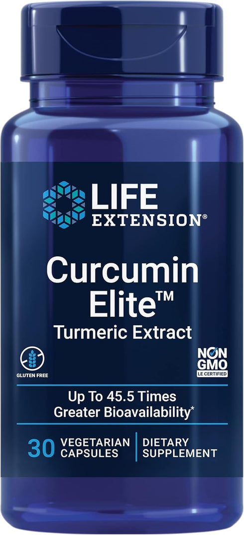 Life Extension Curcumin Elite Turmeric Extract - 270x Better Absorption, Gluten Free, Non-GMO, 30 Vegetarian Capsules