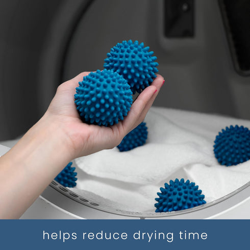 S&T INC. Reusable Plastic Dryer Balls, 6 Pack, Dark Blue, 2.5 in Fabric Softener for Laundry.
