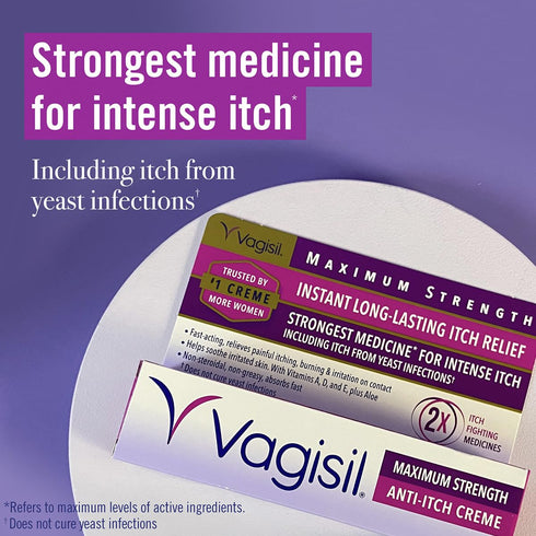 Vagisil Maximum Strength Feminine Anti-Itch Cream with Benzocaine for Women, 1 oz
