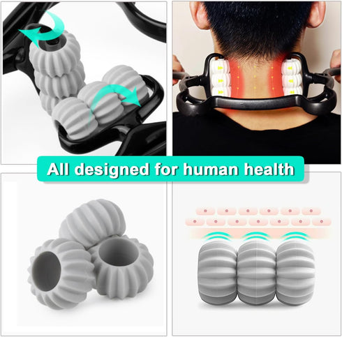 Massager,6 Neck Balls Massage Roller,Handheld Massager and Relaxer,for Neck, Back, Shoulder, Waist, and Legs