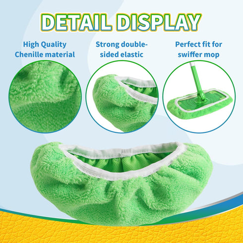 3 Pack Reusable Chenille Mop Pads Compatible with Swiffer Sweeper Mop, Washable Flat Mop Cover for Hardwood Floor