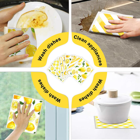 6 Pack Swedish Dishcloths for Kitchen, Reusable Absorbent Cellulose Cleaning Sponge Cloths, Biodegradable