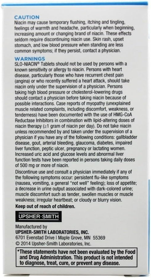 Slo-Niacin Vitamin B3 500 Mg - Slow Release Niacin for Heart Health, Energy Boost, Healthy Skin, Healthy Blood Sugar