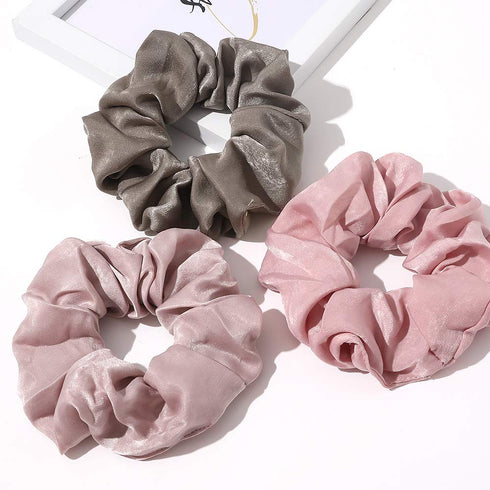 Ivyu Silk Satin Scrunchies, No Crease Hair Ties for Women, Thick Ponytail Holders with Soft Elastic Bands