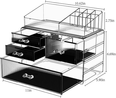 ZHIAI Stackable Storage Drawers, Acrylic Bathroom Counter Organizer, Clear Makeup Organizers for Vanity, Kitchen