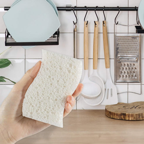10PCS Natural Biodegradable Sponges for Dishes - Eco-Friendly Non-Scratch Kitchen Cleaning Sponge
