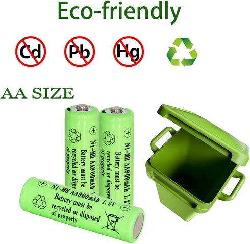 8 Packs Solar Lights Batteries AA900mah 1.2V Ni-MH Rechargeable Double A Battery for Outdoor Solar Lights