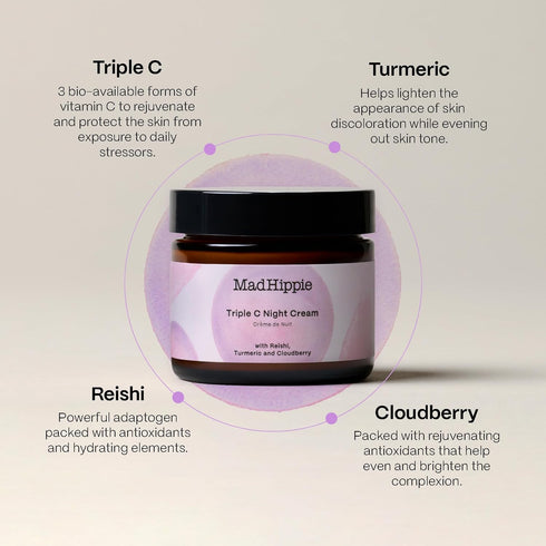 Mad Hippie Triple C Night Cream - 2.1 Oz - Hydrating and Skin Brightening Face Cream for Anti-Aging