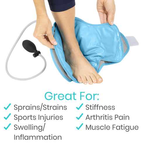 Vive Compression Ankle Ice Pack Wrap for Foot Pain Relief, Soft Cold Brace for Swelling, Sprains, Fractures