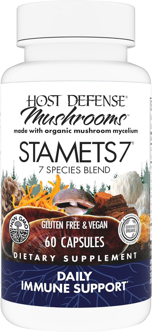 Host Defense Stamets 7-7 Species Blend, Mushroom Supplement for Immune Support, 60 Capsules