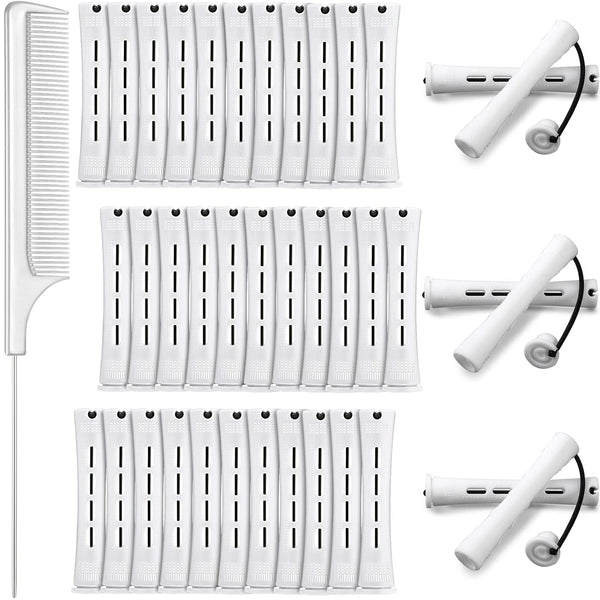 WILLBOND 36 Pieces Cold Wave Rod Hair Perm Rods with Steel Rat Tail Comb for Hairdressing Styling