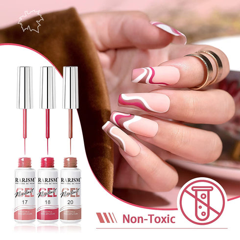 RARJSM Nail Art Gel Liner Painting Polish Set, 12 Colors Autumn Winter Collection, Soak Off Curing Required