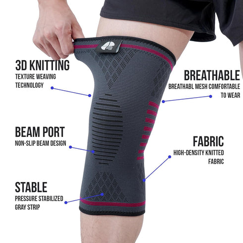 Pro Gear Labs 2-Pack Knee Compression Sleeves for Men & Women Black Knee Brace for Running, Arthritis, Meniscus Tear