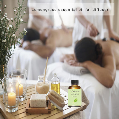 Lemongrass Essential Oil 4 Oz - 100% Pure Organic Oil for Diffuser, DIY Soap, Candle, Skin, Massage & Aromatherapy