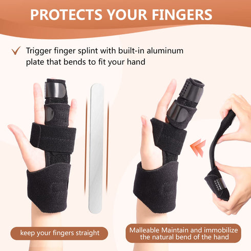 2 Finger Splint, Adjustable Finger Brace for Broken Fingers, Mallet Finger Splints, Arthritis Pain Relief (S/M)