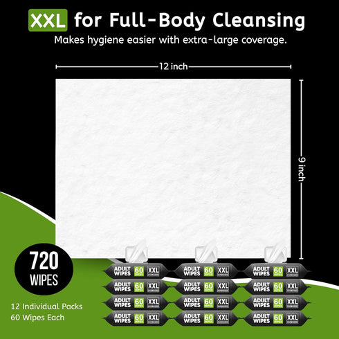 Morning Star 720 12 Packs Adult Wipes for Elderly - Wipes Thick Extra Large Disposable Washcloths for Adult Bathing