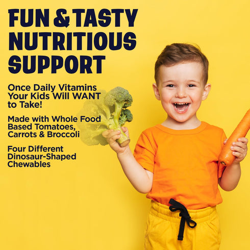 KAL MultiSaurus Kids Chewable Multivitamins, 90 Servings of 11 Essential Vitamins and Minerals in Mixed Berry Flavor,
