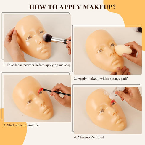 Makeup Practice Face Board, Silicone Mannequin Head for Eye Makeup Practice, Gift for Beginners, Makeup Artists