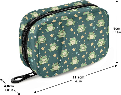 MNSRUU Travel Pill Organizer Bag Weekly Medicine Organizer Case Many Cute Frog Portable Small Daily Pill Box