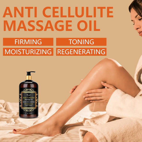 Set (8 Oz) Pjordo Anti Cellulite Massage Oil & Hot Cream with Massager, Natural Cellulite Remover, Oil & Massager