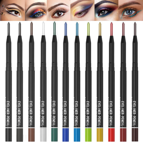 KAIQIKAIXI 12 Kinds of Color Eyeliner Pen, Eyebrow Pen, Eye Shadow Pencil, Lip Line Pen, Makeup Set Tool