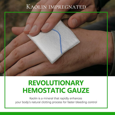 yueerbao 3" 5' Packing (3) Hemostatic Gauze for Quick Clot Trauma Kit x Kaolin Infused Quick Clot Gauze & Bleed Stop