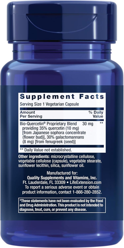 Life Extension Bio-Quercetin, supports immune & heart health, potent antioxidant, gluten-free, once daily, 30 vegetarian capsules