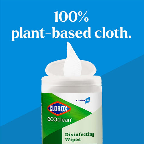 CloroxPro Clorox EcoClean Disinfecting Wipes, 100% Plant Based, Antibacterial Cleaning Cloths, Safe for Multi Surface