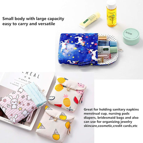 Tiger007 4 5.1 5.1 inch Pcs Cute Cotton Sanitary Napkins Bag, Menstrual Cup Pouch, Nursing Pad Holder, x Washable