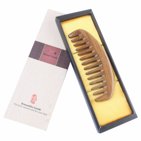 Wide Tooth Hair Comb - Natural Detangling Wooden Comb for Curly Hair - Sandalwood Comb