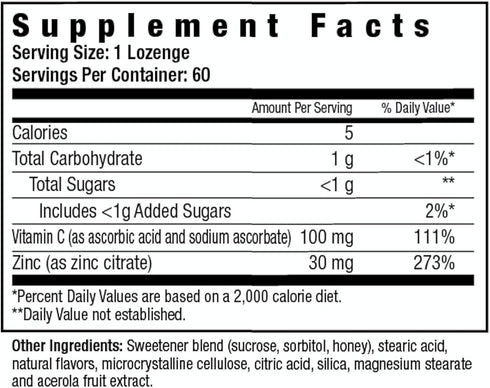 Logenges with Vitamin C and Zinc, Supports Immune System, Potent Antioxidants, 60 Lozenges, 60 Servings