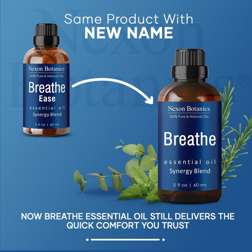 Breathe Essential Oil Blend 60 ml, Sinus Relief with Menthol Oils for Humidifiers, Diffusers, Aromatherapy